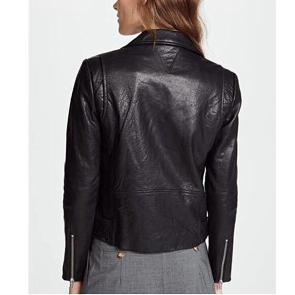 Veda Jayne Leather Moto Jacket in Black - Picture 2 of 16